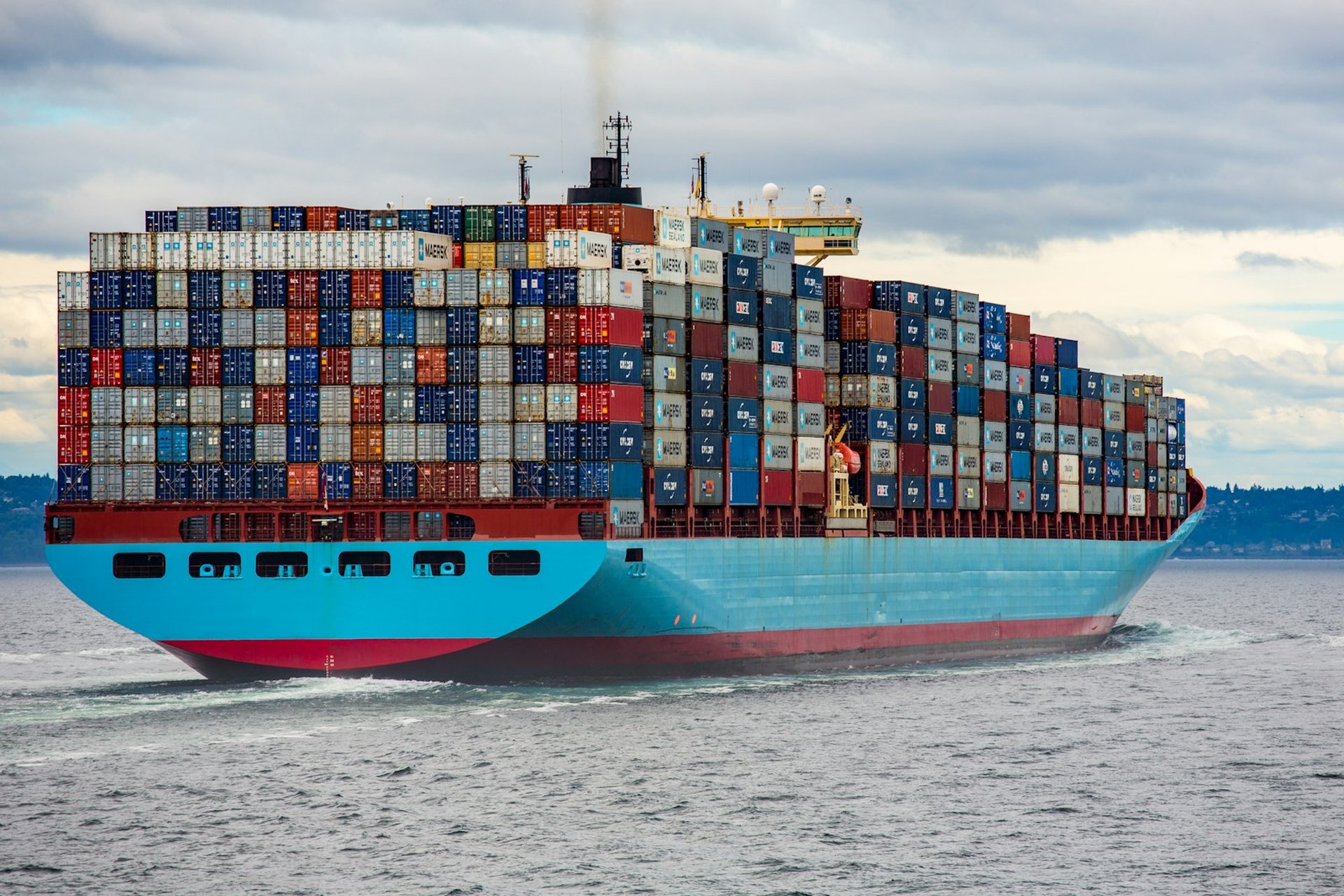 Container vessel at sea